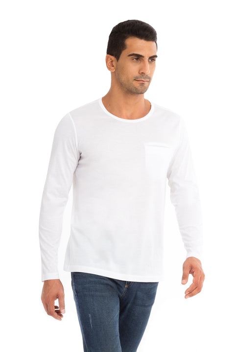 White Crew Neck Regular Fit Cotton Sweatshirt