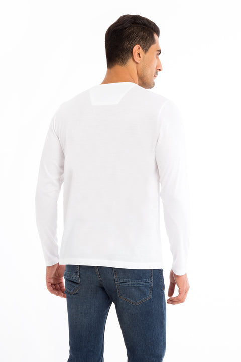 White Crew Neck Regular Fit Cotton Sweatshirt