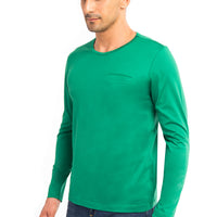 Light Green Crew Neck Regular Fit Cotton Sweatshirt