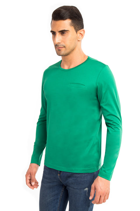 Light Green Crew Neck Regular Fit Cotton Sweatshirt