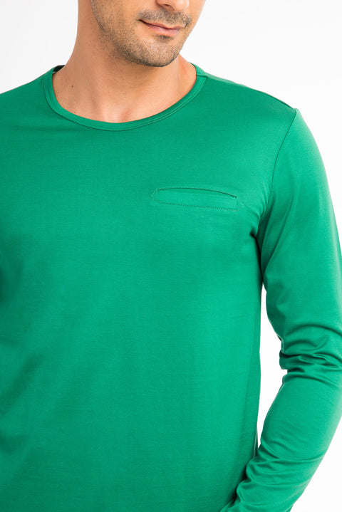 Light Green Crew Neck Regular Fit Cotton Sweatshirt