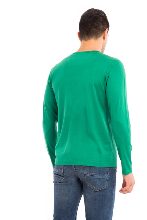 Light Green Crew Neck Regular Fit Cotton Sweatshirt