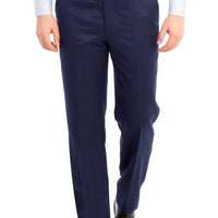 Navy Blue 6 Drop Regular Fit Standard Cut Classic Fabric Trousers