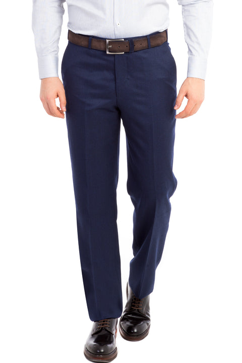 Navy Blue 6 Drop Regular Fit Standard Cut Classic Fabric Trousers