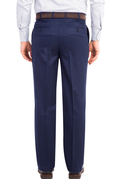 Navy Blue 6 Drop Regular Fit Standard Cut Classic Fabric Trousers