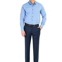Dark Blue 4 Drop Relaxed Fit Classic Fabric Trousers