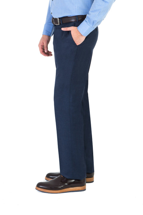 Dark Blue 4 Drop Relaxed Fit Classic Fabric Trousers