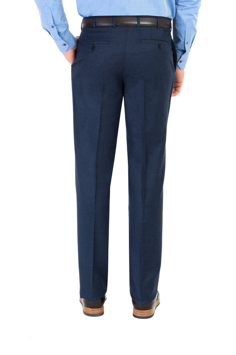 Dark Blue 6 Drop Regular Fit Standard Cut Classic Fabric Trousers