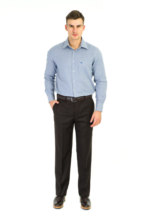 Dark Brown 4 Drop Relaxed Fit Classic Fabric Trousers