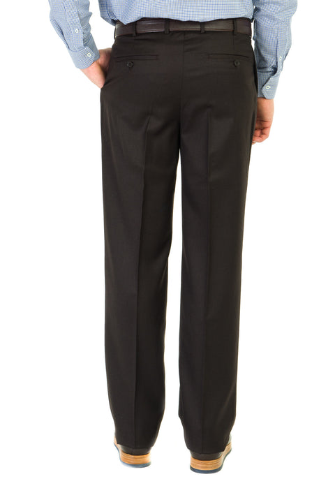 Dark Brown 4 Drop Relaxed Fit Classic Fabric Trousers