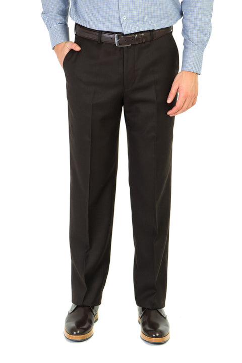 Dark Brown 4 Drop Relaxed Fit Classic Fabric Trousers