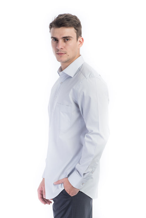 Light Grey Cotton Polyester Shirt