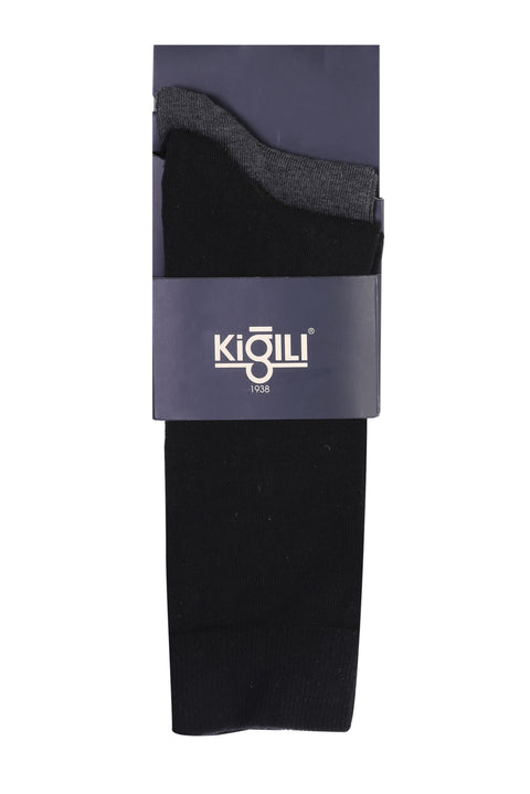 Black 2-Pack 30/1 Plain Cotton Socks