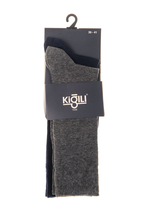 Navy Blue 2-Pack 30/1 Plain Cotton Socks