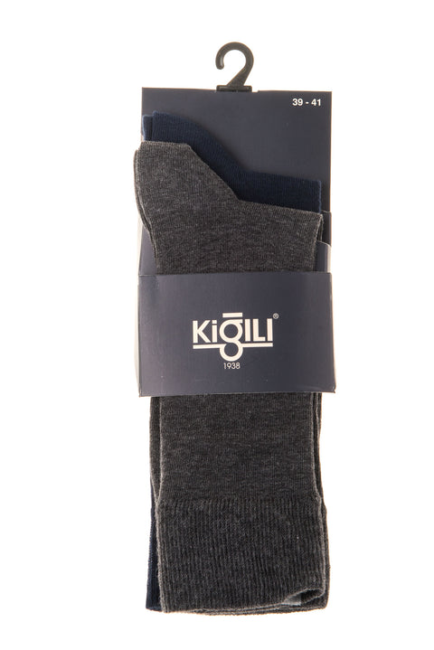 Navy Blue 2-Pack 30/1 Plain Cotton Socks