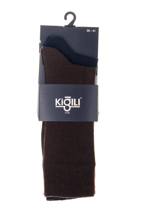 Navy Blue 2-Pack 30/1 Plain Cotton Socks