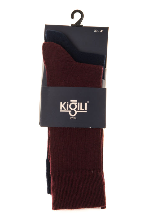 Navy Blue 2-Pack 30/1 Plain Cotton Socks