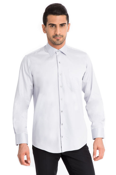 Light Grey Long Sleeve Classic Satin Cotton Shirt