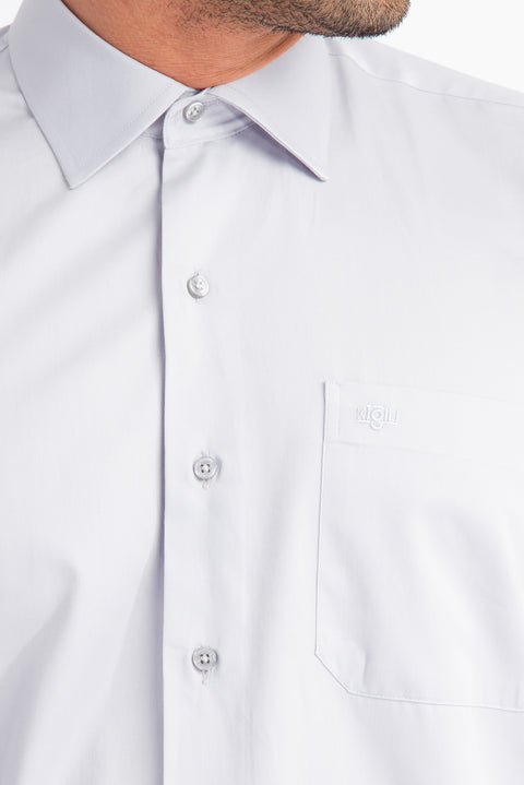 Light Grey Long Sleeve Classic Satin Cotton Shirt