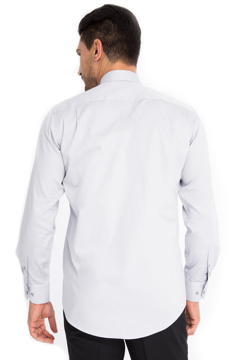 Light Grey Long Sleeve Classic Satin Cotton Shirt