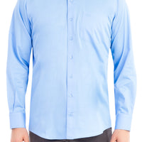 Blue Long Sleeve Classic Satin Cotton Shirt
