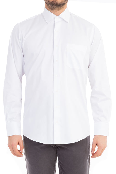 White Long Sleeve Classic Satin Cotton Shirt