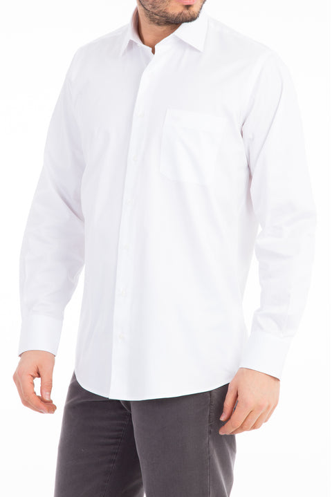 White Long Sleeve Classic Satin Cotton Shirt