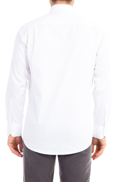 White Long Sleeve Classic Satin Cotton Shirt