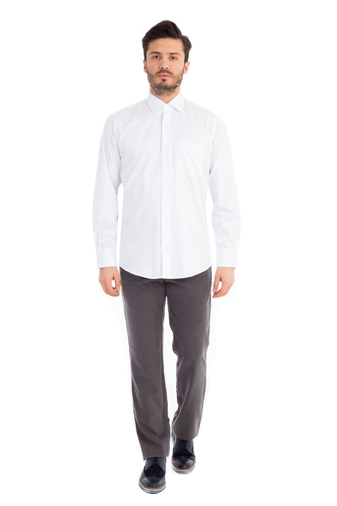 White Long Sleeve Classic Satin Cotton Shirt