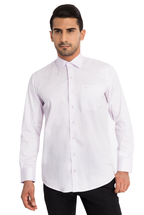 Lilac Long Sleeve Classic Satin Cotton Shirt