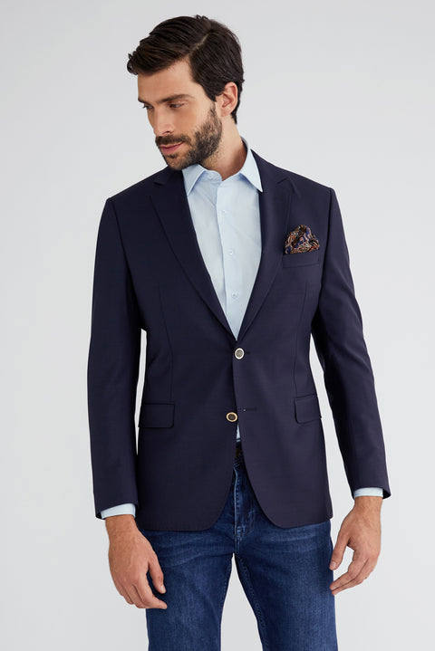 Navy Blue 7 Drop Slim Fit Blazer Jacket