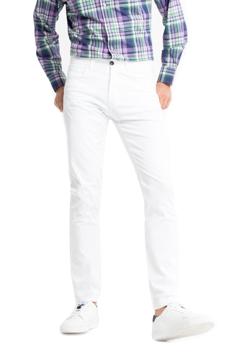 White Slim Fit Narrow Cut WB PLAIN SLIM PANTS with Lycra