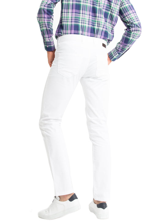 White Slim Fit Narrow Cut WB PLAIN SLIM PANTS with Lycra