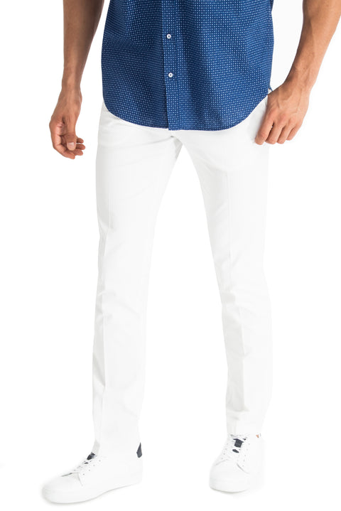 Cream Regular Fit Standard Cut Lycra Canvas / Chino Trousers