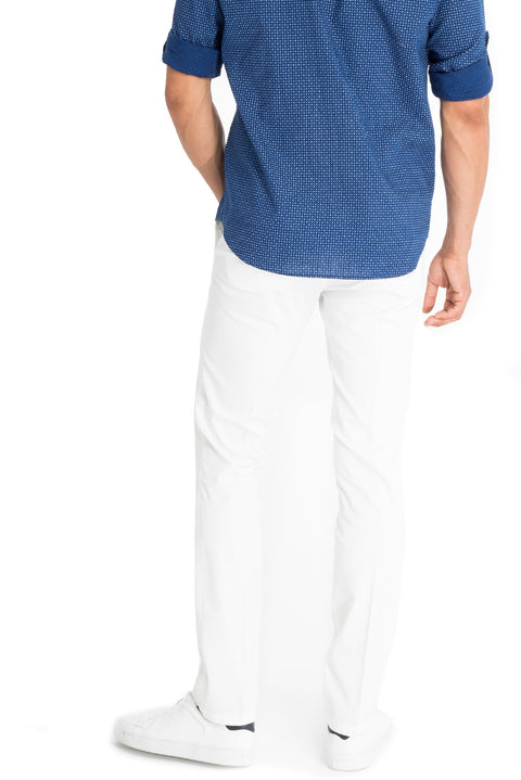 Cream Regular Fit Standard Cut Lycra Canvas / Chino Trousers