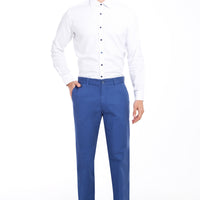 Blue Regular Fit Standard Cut Lycra Canvas / Chino Trousers