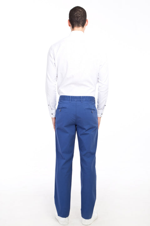 Blue Regular Fit Standard Cut Lycra Canvas / Chino Trousers