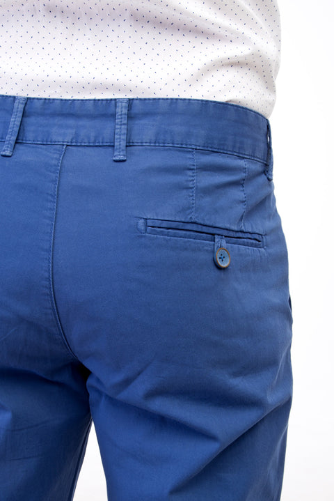 Blue Regular Fit Standard Cut Lycra Canvas / Chino Trousers