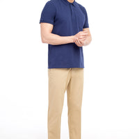 Bej Regular Fit Standart Kesim Desenli Likralı Kanvas / Chino Pantolon