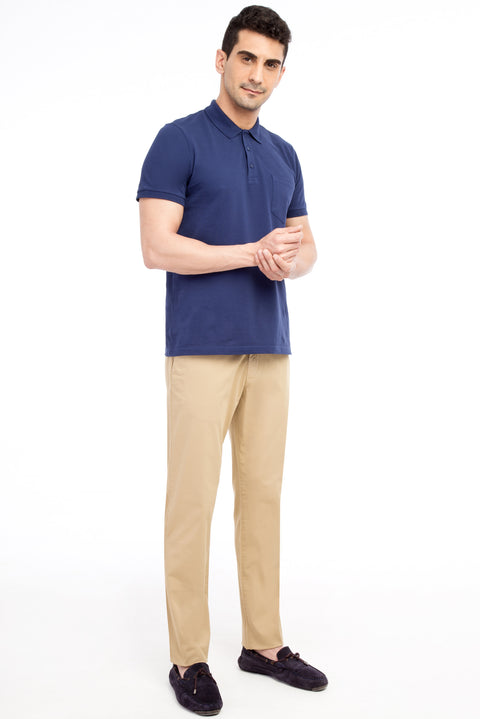 Bej Regular Fit Standart Kesim Desenli Likralı Kanvas / Chino Pantolon