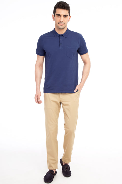 Bej Regular Fit Standart Kesim Desenli Likralı Kanvas / Chino Pantolon