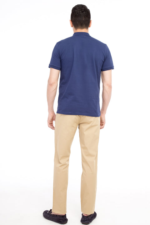 Bej Regular Fit Standart Kesim Desenli Likralı Kanvas / Chino Pantolon