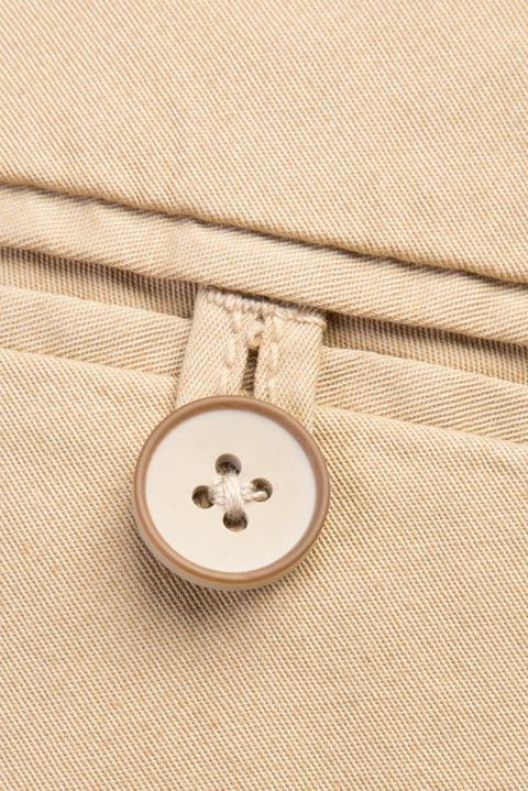 Bej Regular Fit Standart Kesim Desenli Likralı Kanvas / Chino Pantolon