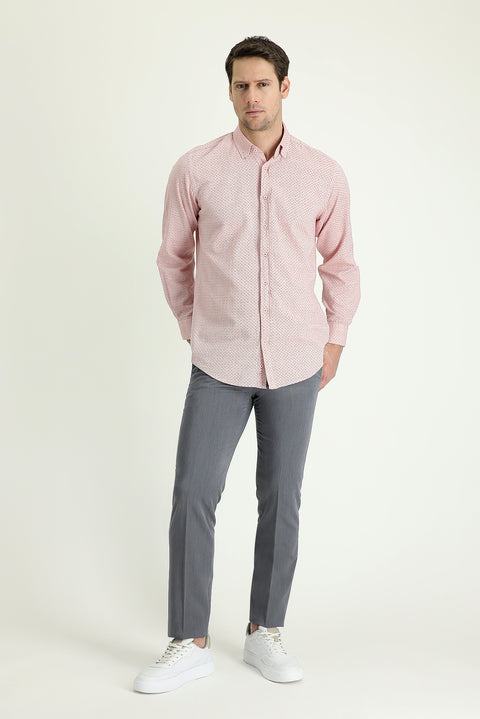 Light Grey 7 Drop Slim Fit Narrow Cut Lycra Classic Fabric Trousers