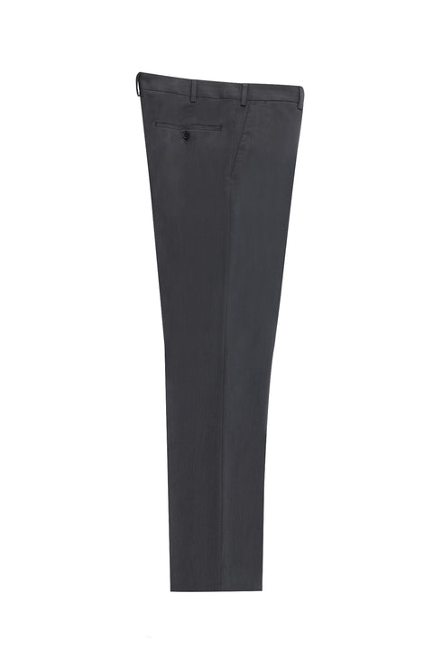 Medium Gray 4-Drop Relaxed Fit Lycra Classic Fabric Trousers