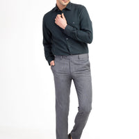 Medium Gray 7 Drop Slim Fit Narrow Cut Eyelet Fabric Trousers