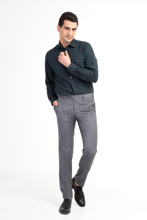 Medium Gray 6 Drop Regular Fit Standard Cut Classic Eyelet Fabric Trousers