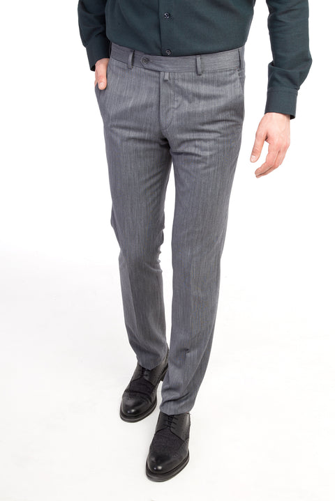 Medium Gray 6 Drop Regular Fit Standard Cut Classic Eyelet Fabric Trousers