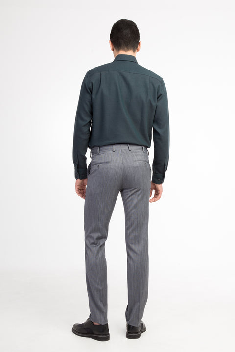 Medium Gray 6 Drop Regular Fit Standard Cut Classic Eyelet Fabric Trousers