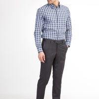 Smoke Grey 6 Drop Regular Fit Standard Cut Classic Eyelet Fabric Trousers